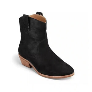 Jack Rogers Black Suede Stella Pull-On Western Boots Size 7